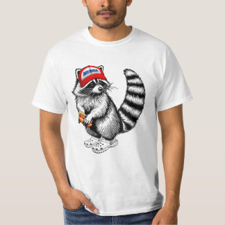 Camiseta Guaxinim engraçado da América segurando cachorro-q