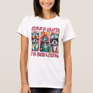Camiseta Guaxinim engraçado de Natal, desculpe Papai Noel