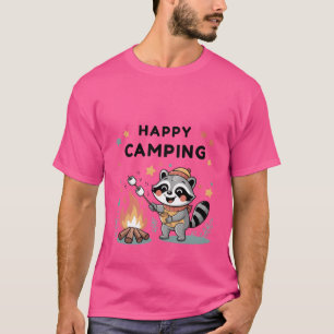 Camiseta Guaxinim Feliz de Acampamento Amigo do Fogo de Aca