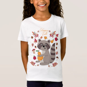 Camiseta Guaxinim fofo de outono com texto personalizado