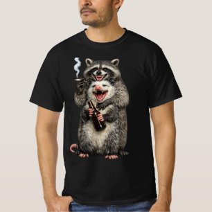 Camiseta Guaxinim Fumante, Gambá Cervejeiro Melhores Amigos