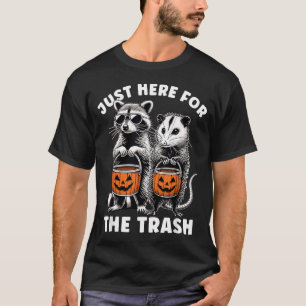 Camiseta Guaxinim Gambá de Halloween Aqui Pelo Lixo