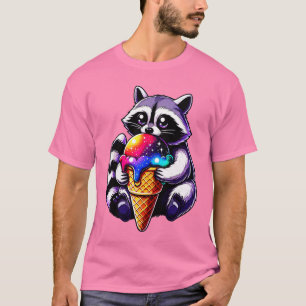 Camiseta Guaxinim Gelado Comendo Um Cone Espacial