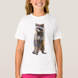 Camiseta Guaxinim Infantil Colorido em Pé Prismático