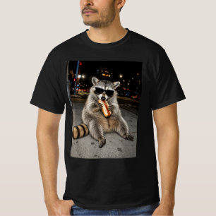Camiseta Guaxinim Legal Comendo Cachorro Quente Cidade Notu