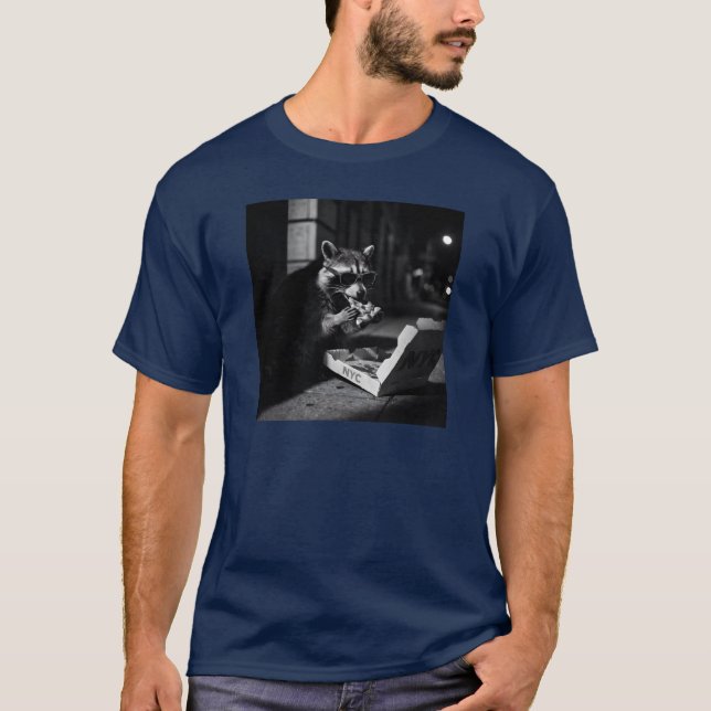 Camiseta Guaxinim Legal Comendo Pizza  (Frente)