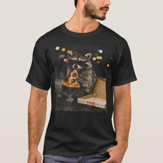 Camiseta Guaxinim Legal Comendo Pizza Animal Engraçado