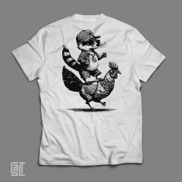 Camiseta Guaxinim Legal Montado em uma Galinha  Animal Urba
