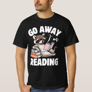 Camiseta guaxinim lendo arte livresca roupa engraçada arte 