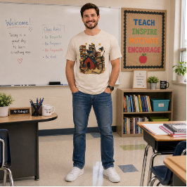 Camiseta Guaxinim Lendo Pilha de Livros Aconchegante Cottag