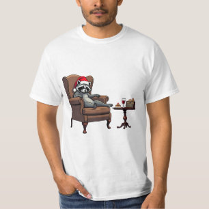 Camiseta Guaxinim Louco Sentado em uma Cadeira Vinho e bolo