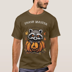 Camiseta Guaxinim Mestre do Lixo e abóbora Halloween engraç