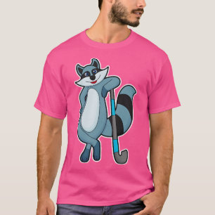 Camiseta Guaxinim no hóquei com taco de hóquei