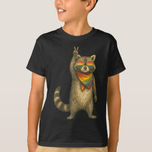 Camiseta Guaxinim Orgulho Lgbt Com Vibrações Pacíficas 
