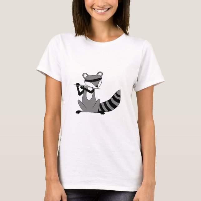 Camiseta Guaxinim que joga a flauta (Frente)