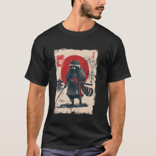 Camiseta Guaxinim Samurai Japonês com Guerreiro Katana Japã