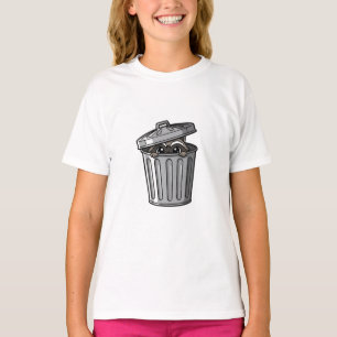 Camiseta Guaxinim Sorrateiro Espiando da Lixeira Crianças