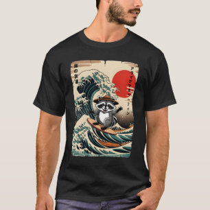 Camiseta Guaxinim Surfista Kawaii Anime Grande Onda Surf Ja