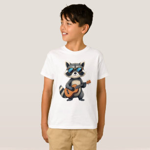 Camiseta Guaxinim Tocando Violão Ukulele Engraçado Animal F