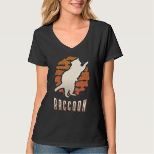Camiseta Guaxinim Vintage Clássico Animal Retro Pôr do Sol