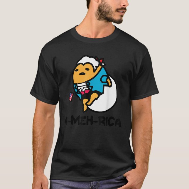 Camiseta Gudetama Foundi Patriótico Americano do Ovo Pregui (Frente)
