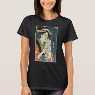 Camiseta Gueixa E Gato 1 Ukiyo E Guerreiro Japonês Samurai