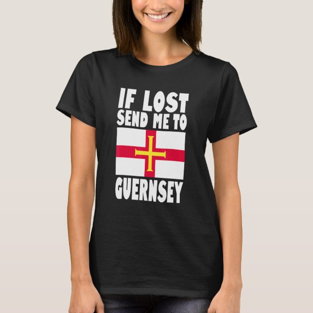 Camiseta Guernsey Flag Design  If lost send me to Guernsey (Frente)