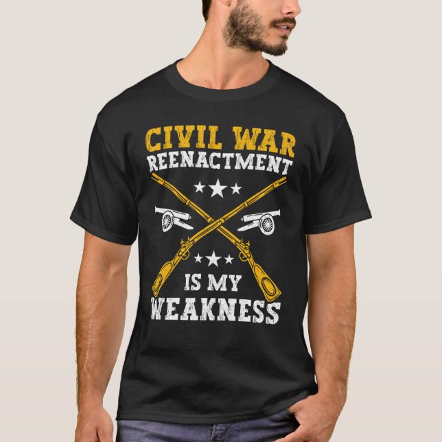 Camiseta Guerra Civil Fraqueza na reconstituição da Guerra  (Frente)
