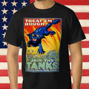 Camiseta Guerra Militar Vintage Recrutando com um Gato Selv