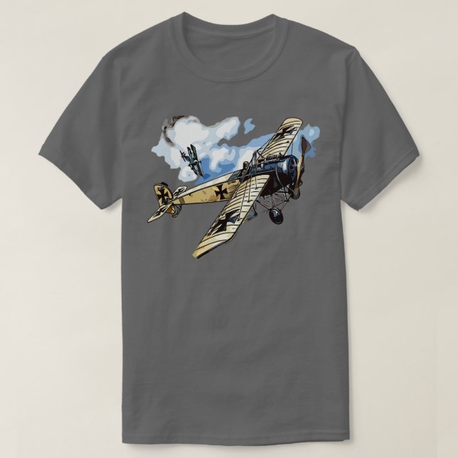 Camiseta Guerra Mundial - Combate Aéreo ao Biavião Alemão (Frente do Design)
