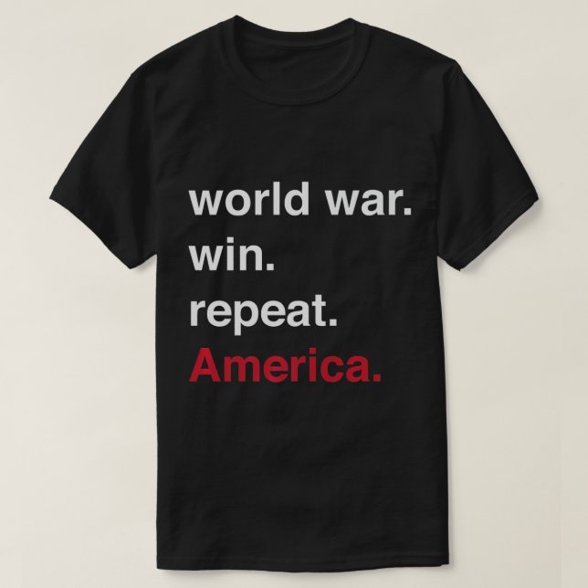 Camiseta Guerra Mundial vence a América repetida (Frente do Design)