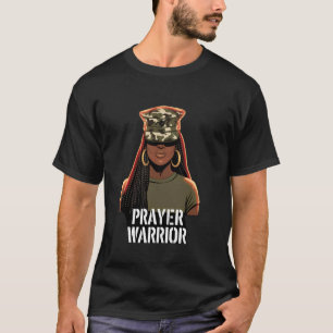 Camiseta Guerreira da Oração Mulheres Menina Negra Cristã D