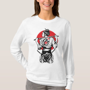 Camiseta Guerreira Samurai Feminina – Tatuagem de Rosa de D