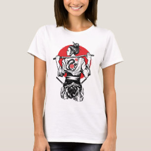 Camiseta Guerreira Samurai Feminina – Tatuagem de Rosa do D