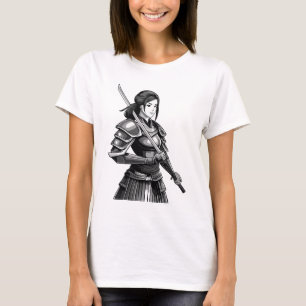 Camiseta guerreira samurai japonesa - mulher