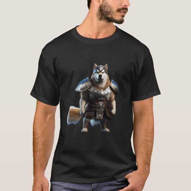 Camiseta Guerreiro Alaskan Malamute Dog, Cão Militar do Ala (Frente)