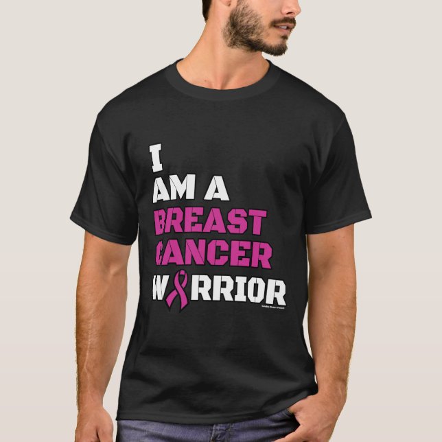 Camiseta Guerreiro/Bloqueio/Eu sou... Cancer da Mama (Frente)