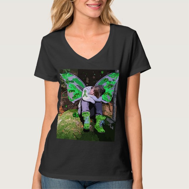 Camiseta Guerreiro Cansado da Doença de Lyme com Asas de An (Frente)