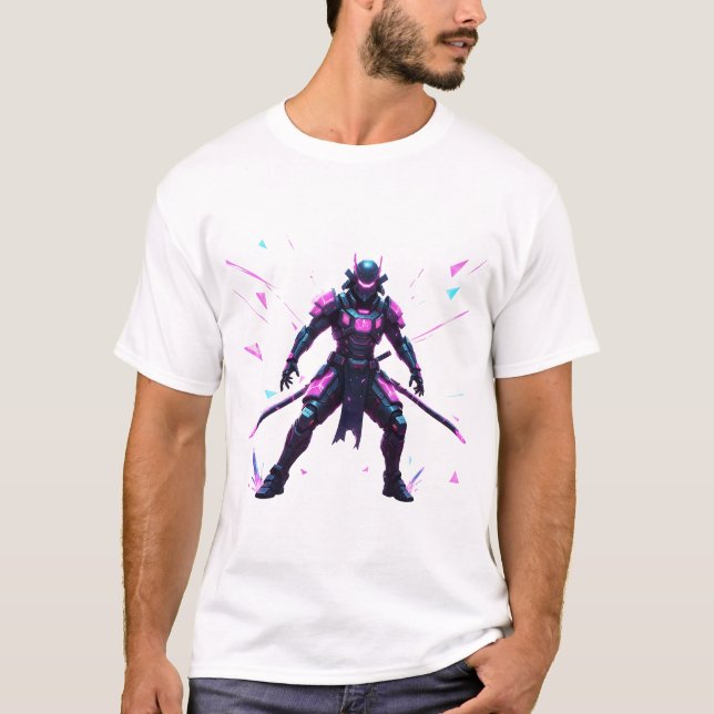 Camiseta Guerreiro Ciber-Samurai Aurora (Frente)
