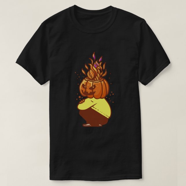Camiseta Guerreiro de Abdominal com Cabeça de Abóbora de Ha (Frente do Design)
