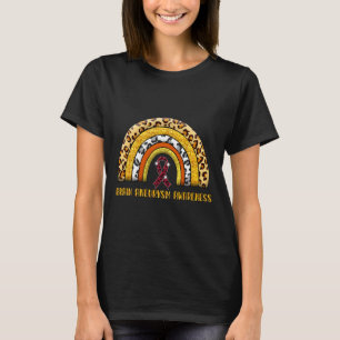 Camiseta Guerreiro de Aneurisma Cerebral Arco-íris Leopardo