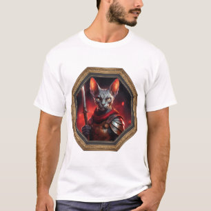 Camiseta Guerreiro de Gato Esfinge Fantasia em Moldura
