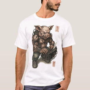 Camiseta Guerreiro de Porcos Mutantes - Cyberpunk Butcher c