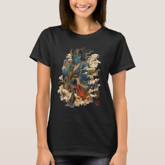 Camiseta Guerreiro Demônio Oni Azul | Mitologia Yokai Japon