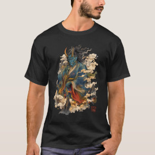 Camiseta Guerreiro Demônio Oni Azul Mitologia Yokai Japon