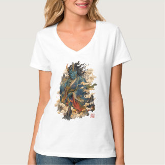 Camiseta Guerreiro Demônio Oni Azul | Mitologia Yokai Japon