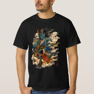 Camiseta Guerreiro Demônio Oni Azul | Mitologia Yokai Japon