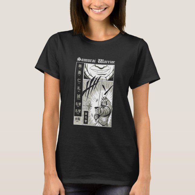 Camiseta Guerreiro do Retro Bushido Samurai com espada Kata (Frente)