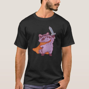 Camiseta Guerreiro Fantástico e Fofo de Guaxinim com Espada
