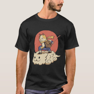 Camiseta Guerreiro Felino Aventureiro em uma Nuvem - Arte D